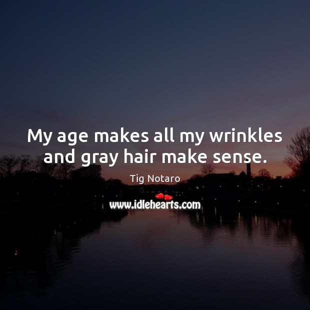 My age makes all my wrinkles and gray hair make sense. Tig Notaro Picture Quote
