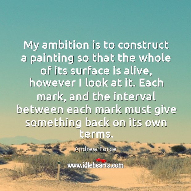 My ambition is to construct a painting so that the whole of Image