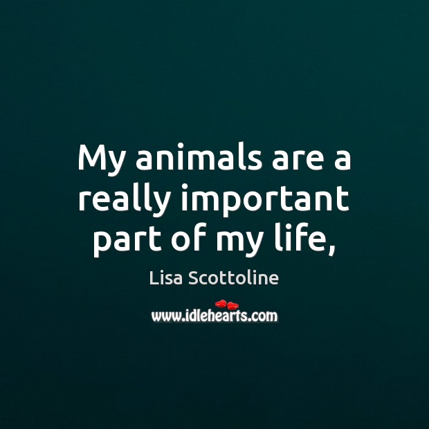 My animals are a really important part of my life, Lisa Scottoline Picture Quote