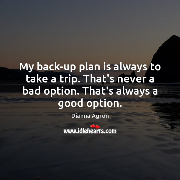 My back-up plan is always to take a trip. That’s never a Dianna Agron Picture Quote