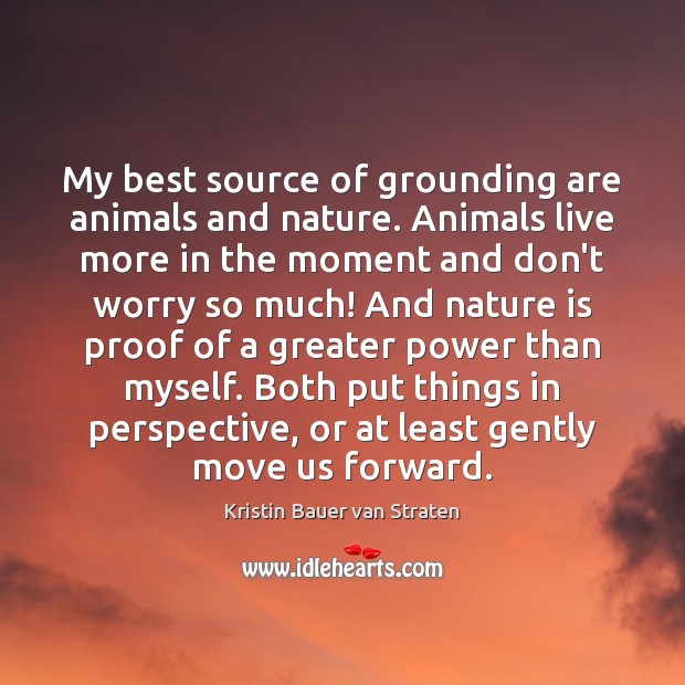 My best source of grounding are animals and nature. Animals live more Kristin Bauer van Straten Picture Quote