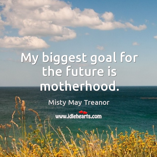 My biggest goal for the future is motherhood. Misty May Treanor Picture Quote