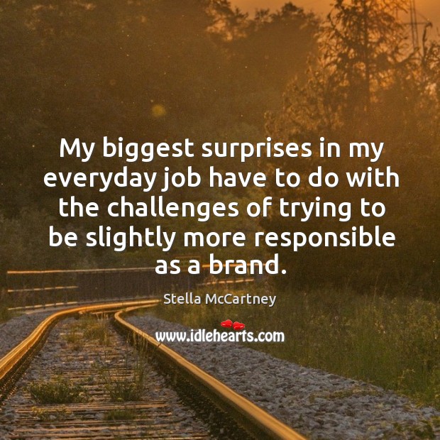 My biggest surprises in my everyday job have to do with the challenges of trying to be slightly more responsible as a brand. Image