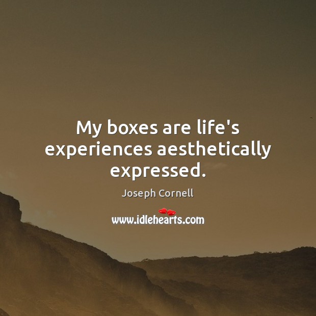 My boxes are life’s experiences aesthetically expressed. Joseph Cornell Picture Quote