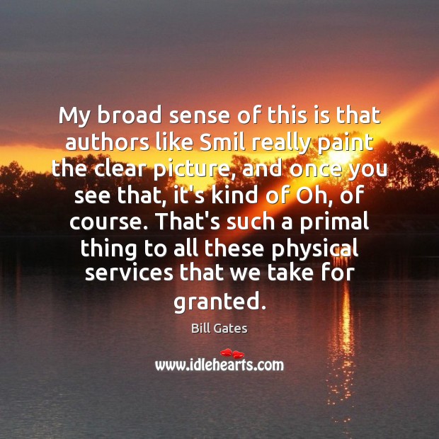My broad sense of this is that authors like Smil really paint Bill Gates Picture Quote