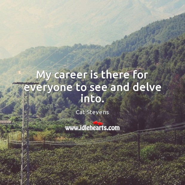 My career is there for everyone to see and delve into. Cat Stevens Picture Quote