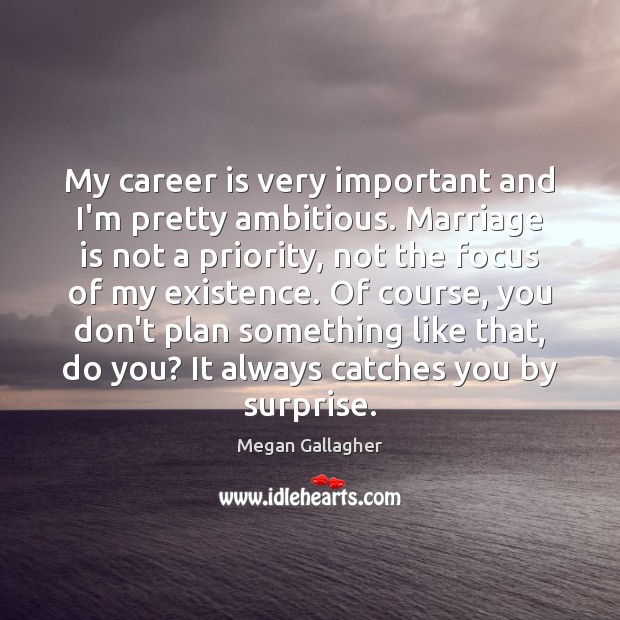 My career is very important and I’m pretty ambitious. Marriage is not Priority Quotes Image