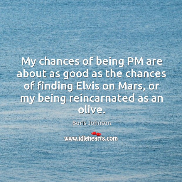 My chances of being pm are about as good as the chances of finding elvis on mars Image