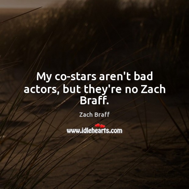 My co-stars aren’t bad actors, but they’re no Zach Braff. Zach Braff Picture Quote