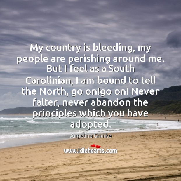 My country is bleeding, my people are perishing around me. But I Angelina Grimke Picture Quote