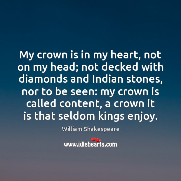 My crown is in my heart, not on my head; not decked William Shakespeare Picture Quote