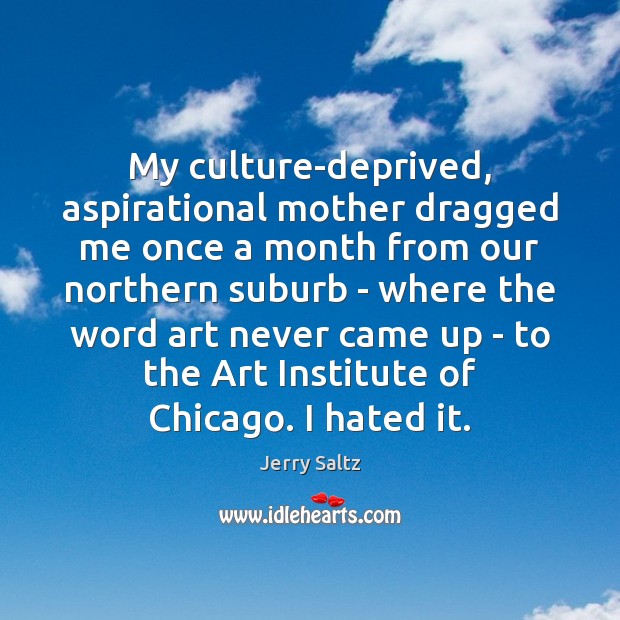 My culture-deprived, aspirational mother dragged me once a month from our northern Jerry Saltz Picture Quote