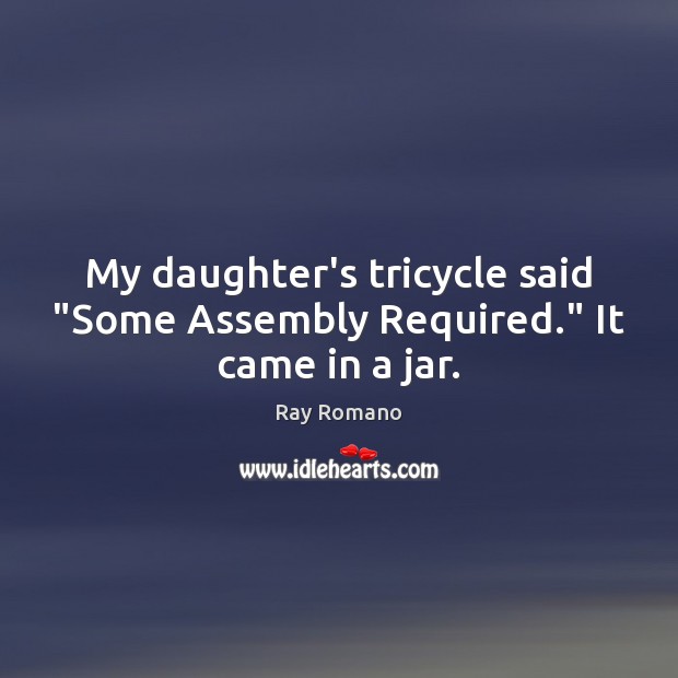 My daughter’s tricycle said “Some Assembly Required.” It came in a jar. Ray Romano Picture Quote