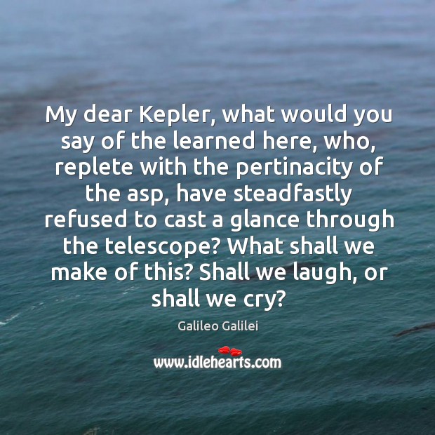 My dear Kepler, what would you say of the learned here, who, Image
