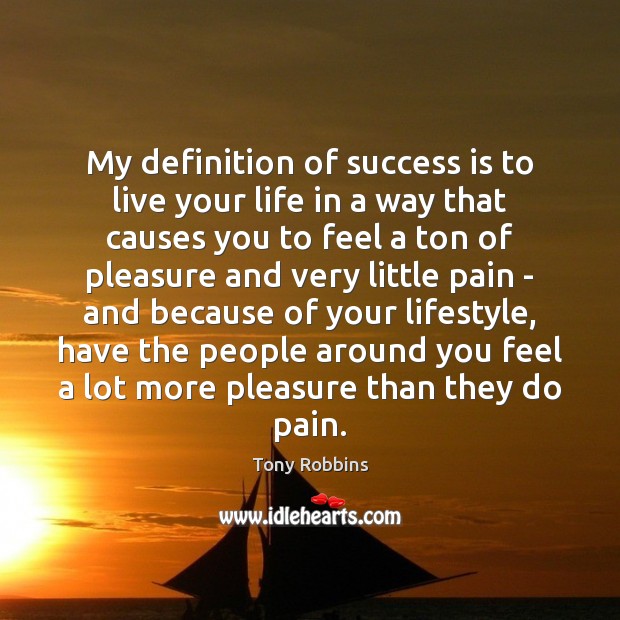 My definition of success is to live your life in a way Tony Robbins Picture Quote