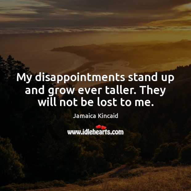 My disappointments stand up and grow ever taller. They will not be lost to me. Jamaica Kincaid Picture Quote