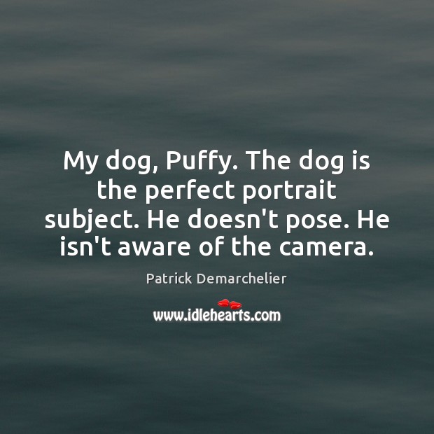 My dog, Puffy. The dog is the perfect portrait subject. He doesn’t Patrick Demarchelier Picture Quote