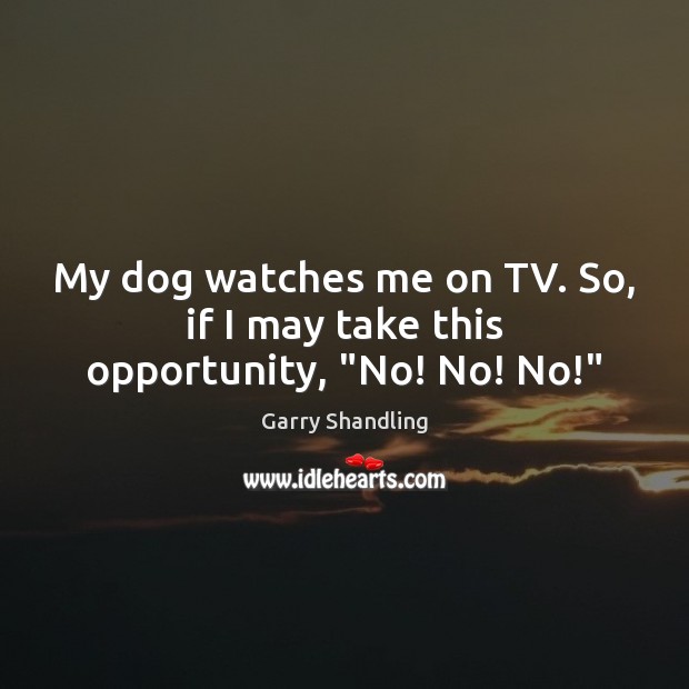 My dog watches me on TV. So, if I may take this opportunity, “No! No! No!” Garry Shandling Picture Quote