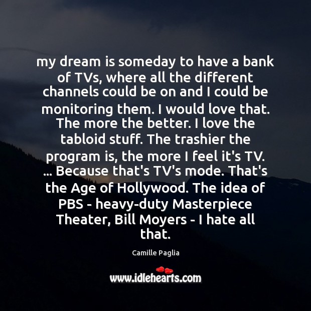 My dream is someday to have a bank of TVs, where all Dream Quotes Image