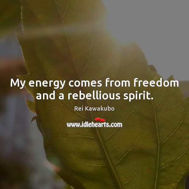 My energy comes from freedom and a rebellious spirit. Rei Kawakubo Picture Quote