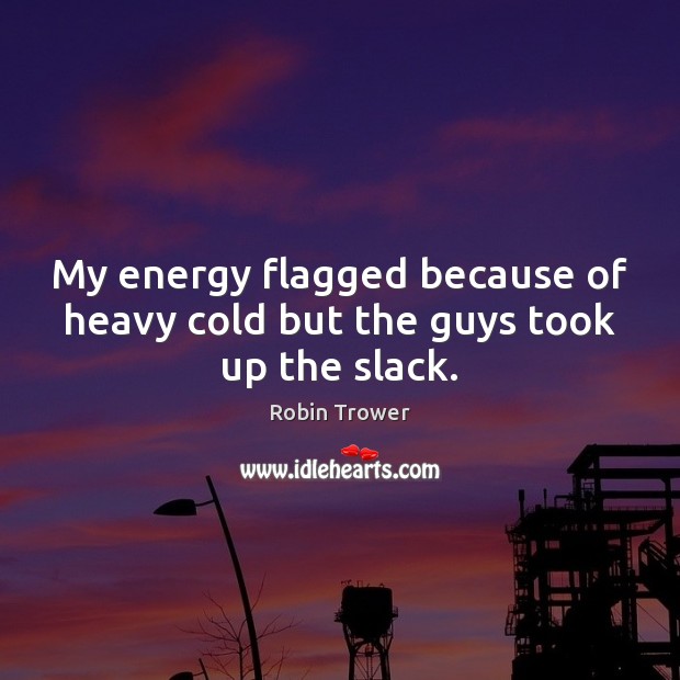 My energy flagged because of heavy cold but the guys took up the slack. Robin Trower Picture Quote