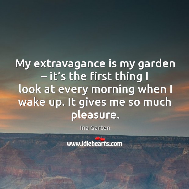 My extravagance is my garden – it’s the first thing I look at every morning when I wake up. Image
