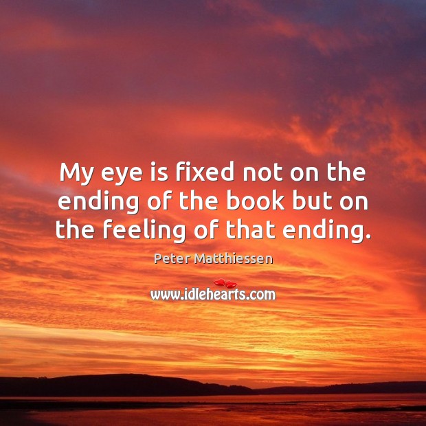 My eye is fixed not on the ending of the book but on the feeling of that ending. Image