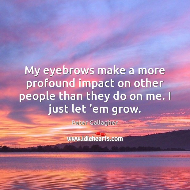 My eyebrows make a more profound impact on other people than they Peter Gallagher Picture Quote