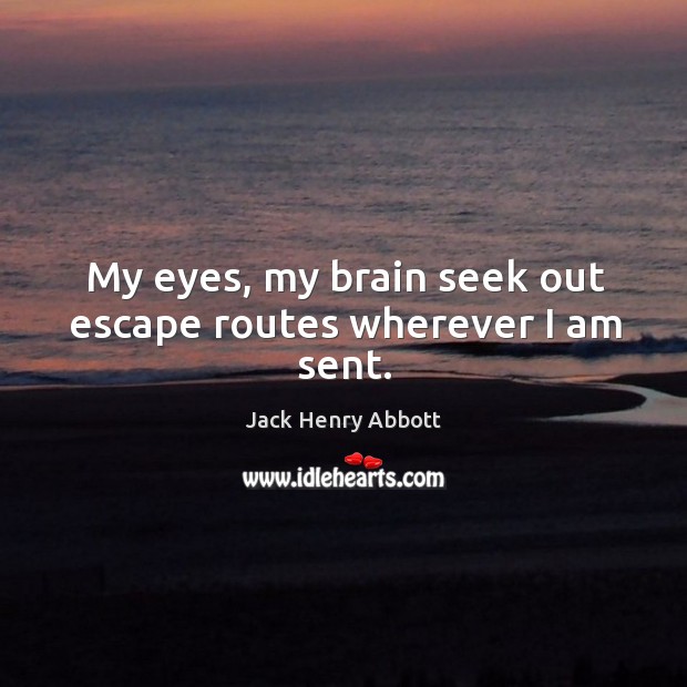 My eyes, my brain seek out escape routes wherever I am sent. Image