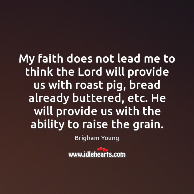 My faith does not lead me to think the Lord will provide Image