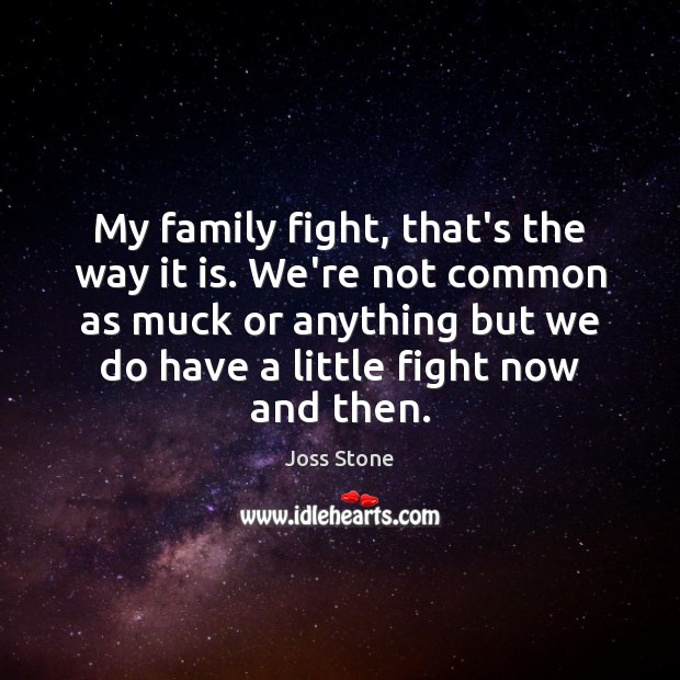 My family fight, that’s the way it is. We’re not common as Joss Stone Picture Quote