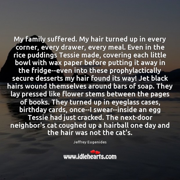 My family suffered. My hair turned up in every corner, every drawer, Image