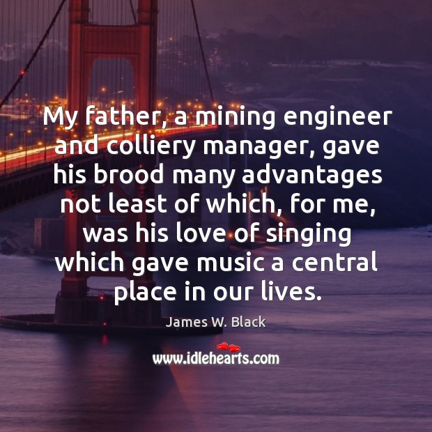 My father, a mining engineer and colliery manager, gave his brood many advantages James W. Black Picture Quote