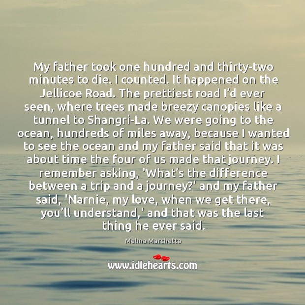 My father took one hundred and thirty-two minutes to die. I counted. Melina Marchetta Picture Quote