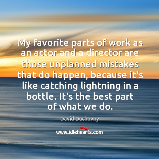 My favorite parts of work as an actor and a director are David Duchovny Picture Quote
