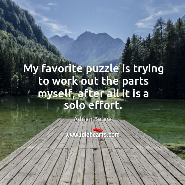 My favorite puzzle is trying to work out the parts myself, after all it is a solo effort. Image