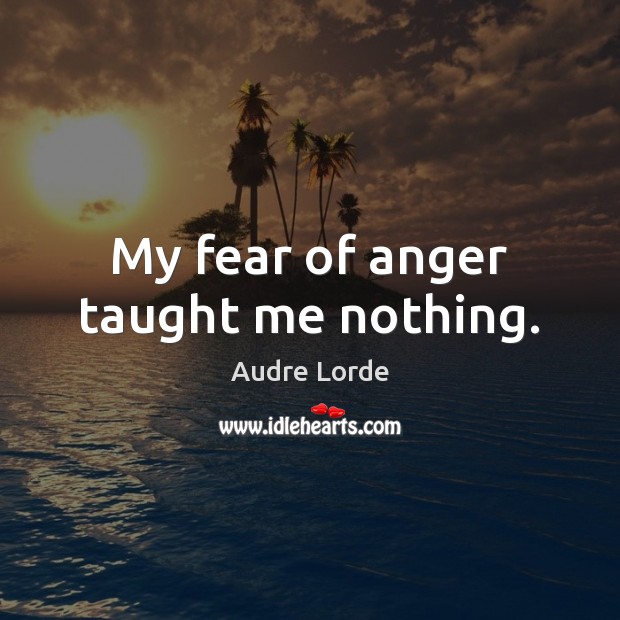 My fear of anger taught me nothing. Audre Lorde Picture Quote