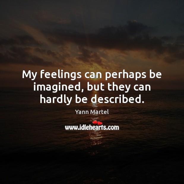 My feelings can perhaps be imagined, but they can hardly be described. Yann Martel Picture Quote