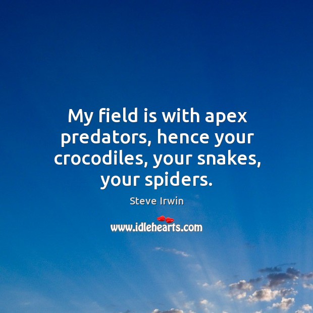 My field is with apex predators, hence your crocodiles, your snakes, your spiders. Image