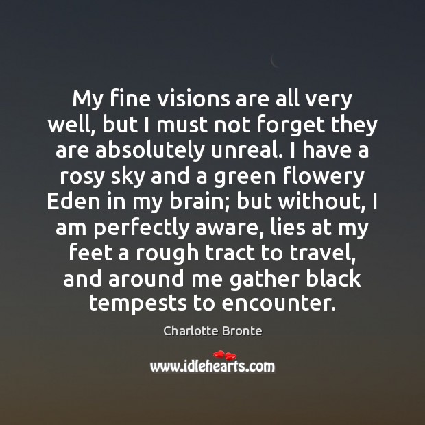 My fine visions are all very well, but I must not forget Charlotte Bronte Picture Quote