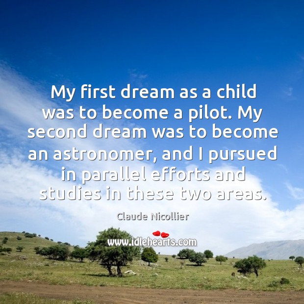 My first dream as a child was to become a pilot. Claude Nicollier Picture Quote