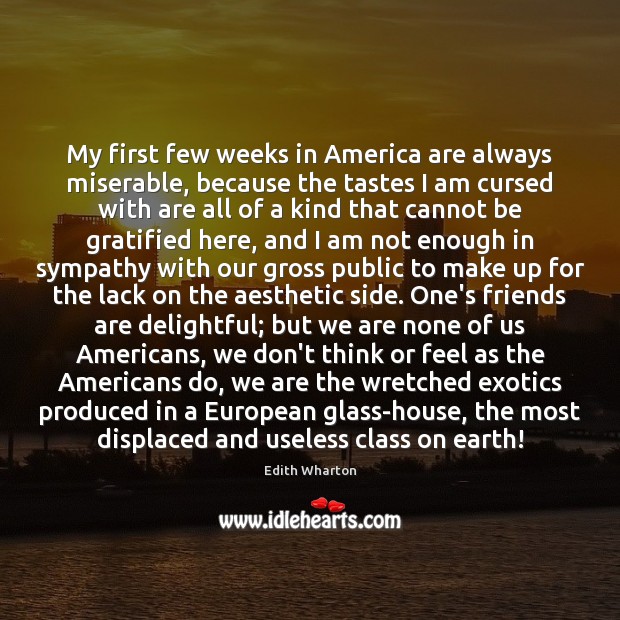 My first few weeks in America are always miserable, because the tastes Friendship Quotes Image