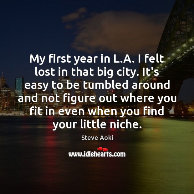 My first year in L.A. I felt lost in that big Steve Aoki Picture Quote