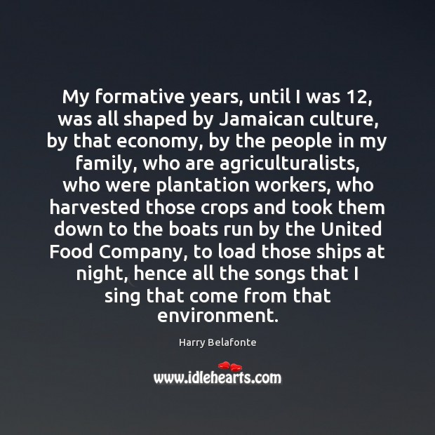 My formative years, until I was 12, was all shaped by Jamaican culture, Environment Quotes Image