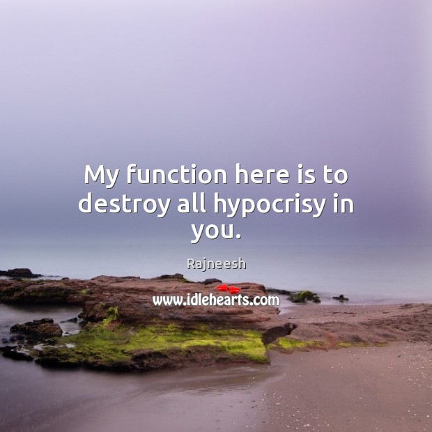 My function here is to destroy all hypocrisy in you. Image