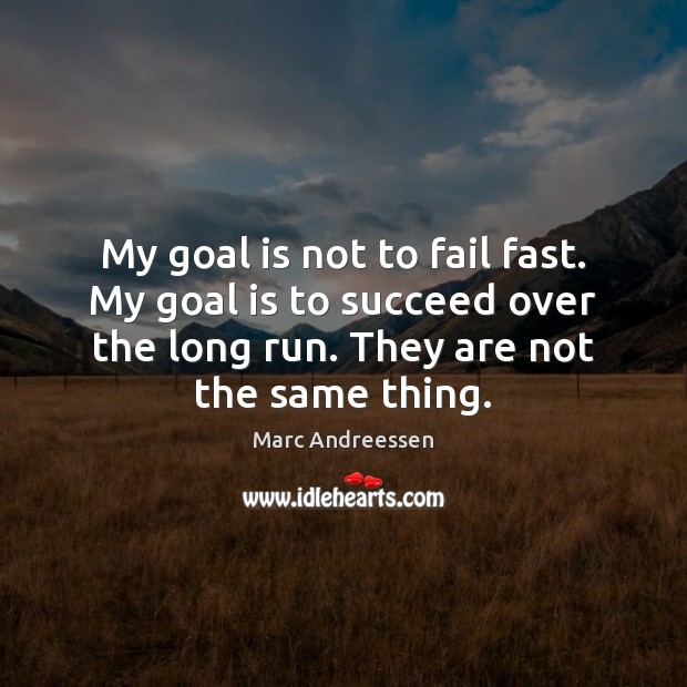 My goal is not to fail fast. My goal is to succeed Marc Andreessen Picture Quote