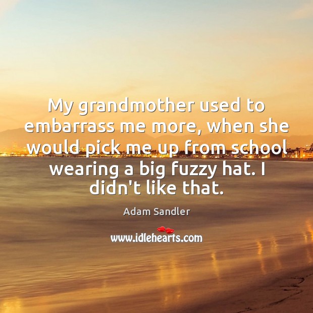 My grandmother used to embarrass me more, when she would pick me Adam Sandler Picture Quote