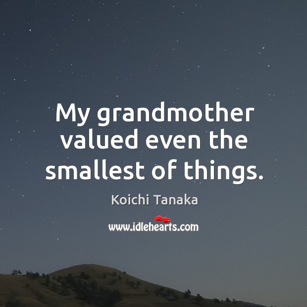 My grandmother valued even the smallest of things. Koichi Tanaka Picture Quote