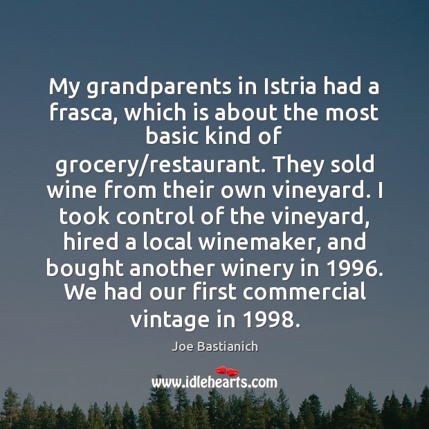 My grandparents in Istria had a frasca, which is about the most Joe Bastianich Picture Quote