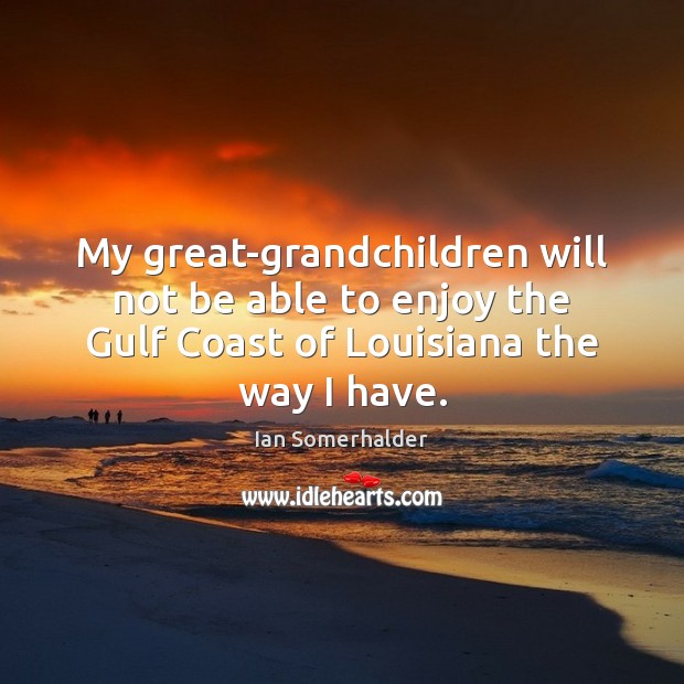 My great-grandchildren will not be able to enjoy the Gulf Coast of Ian Somerhalder Picture Quote
